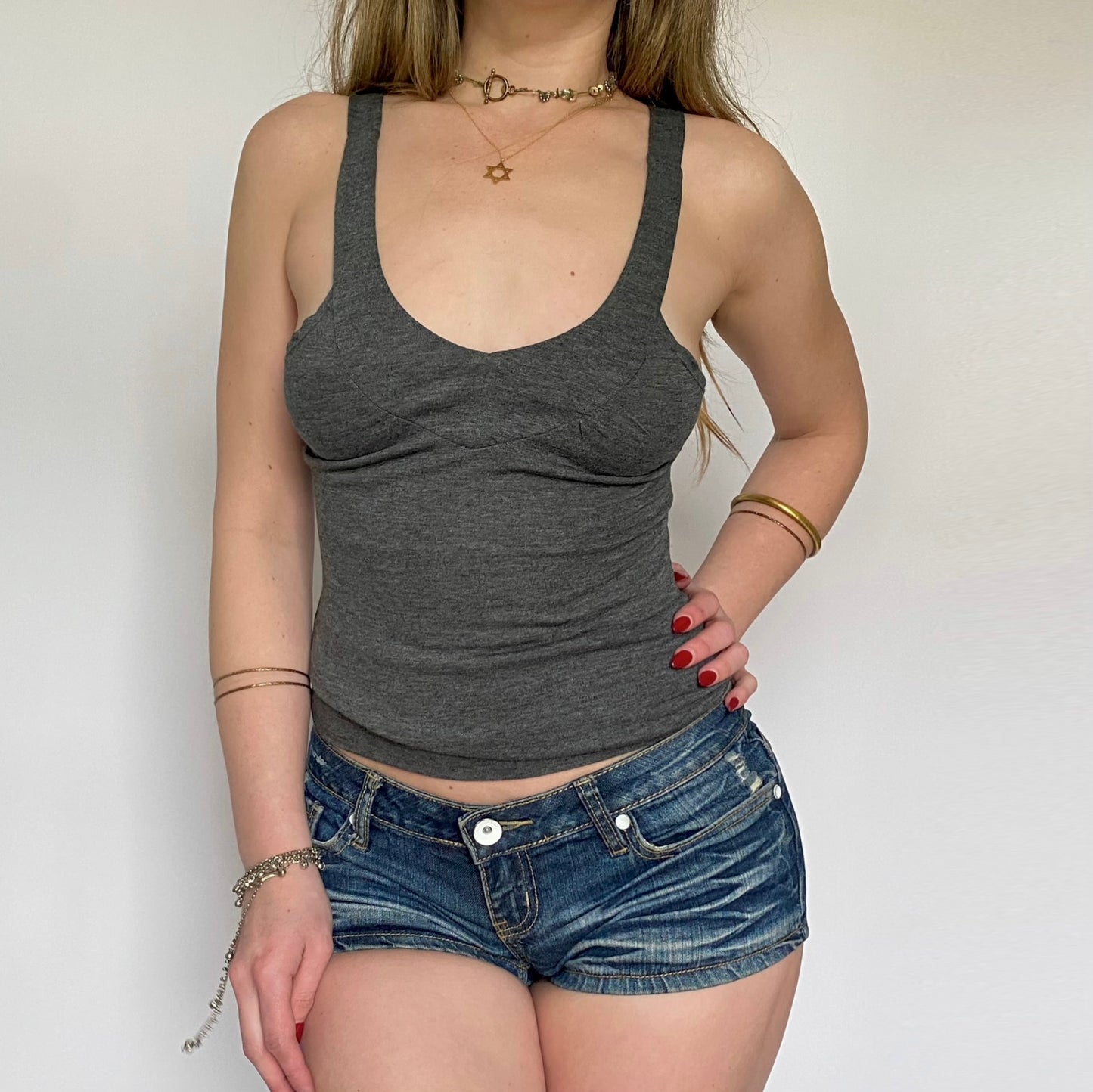 00s grey drop waist tank