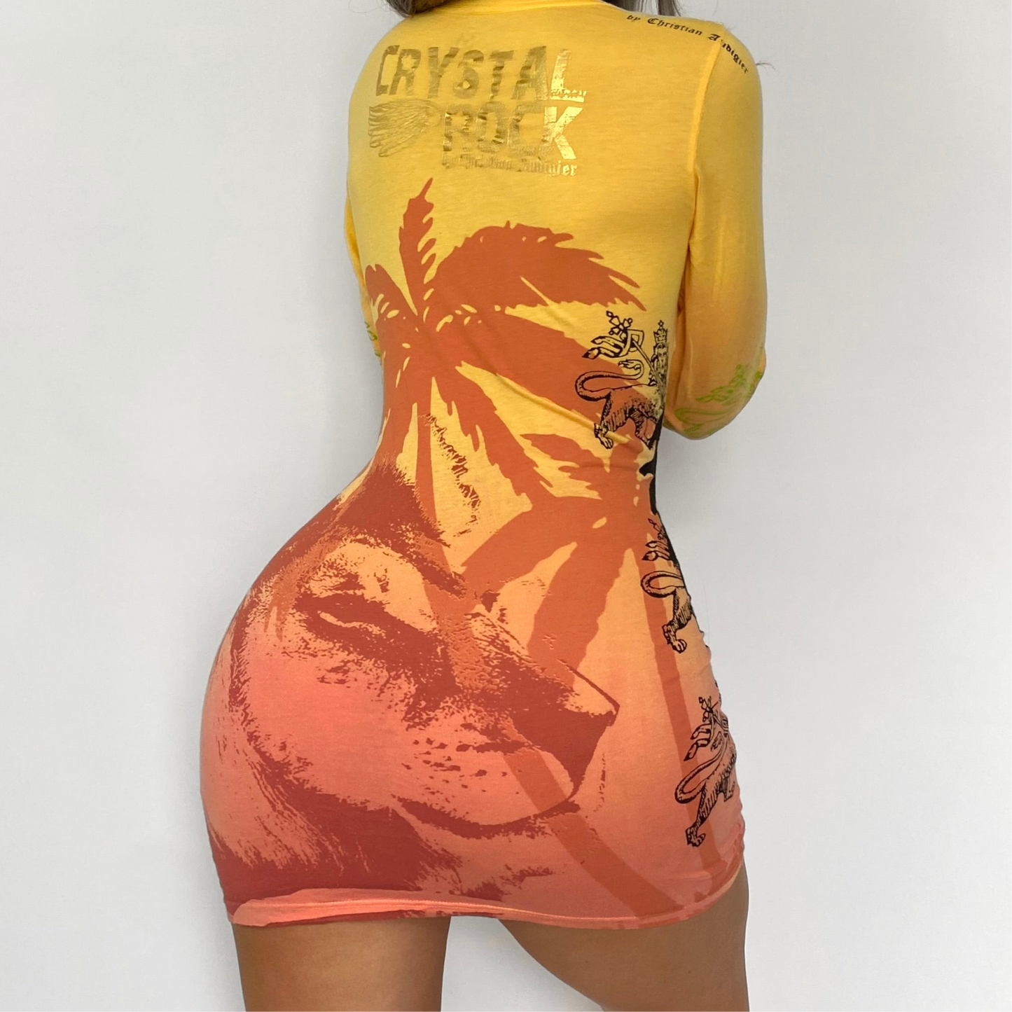 00s Christian Audigier Graphic Dress