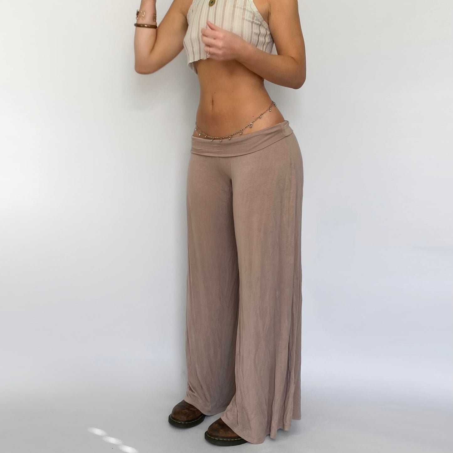 00s Taupe Fold Over Flares