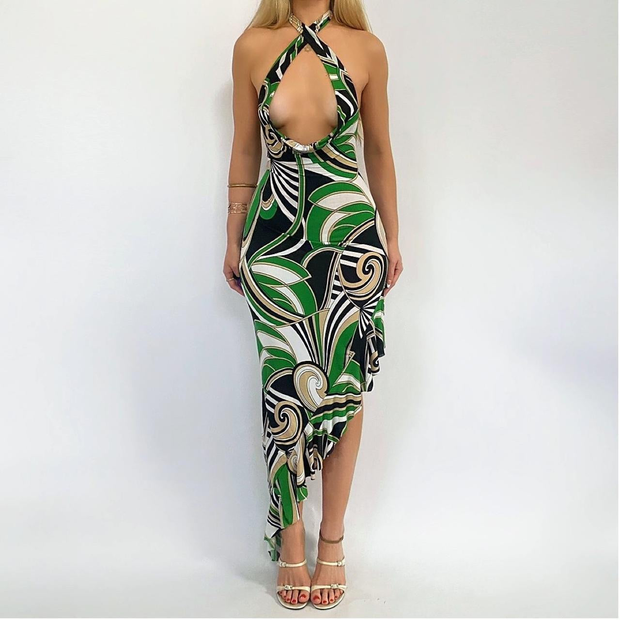 00s Cowl Asymmetrical Dress