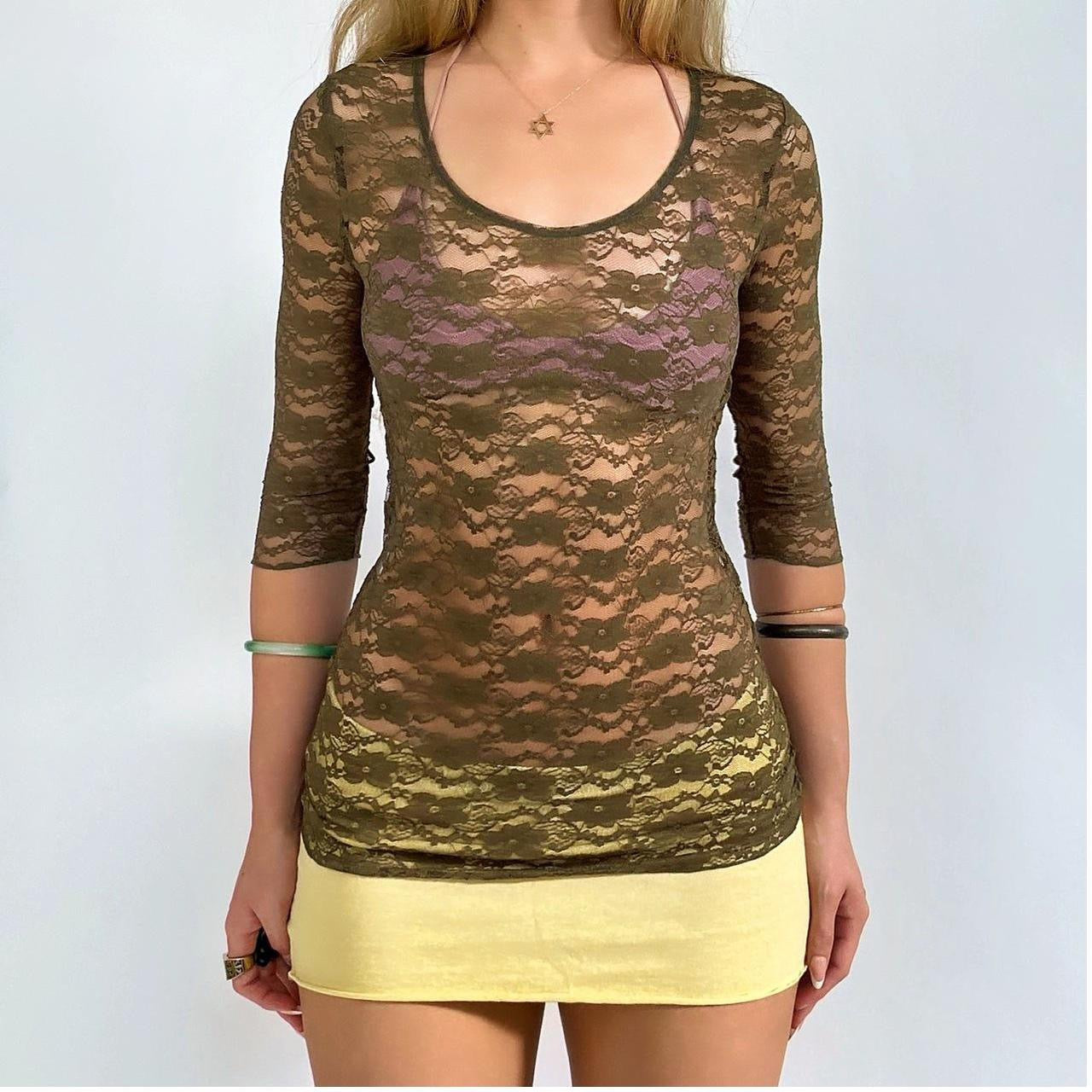 00s Olive Lace Top