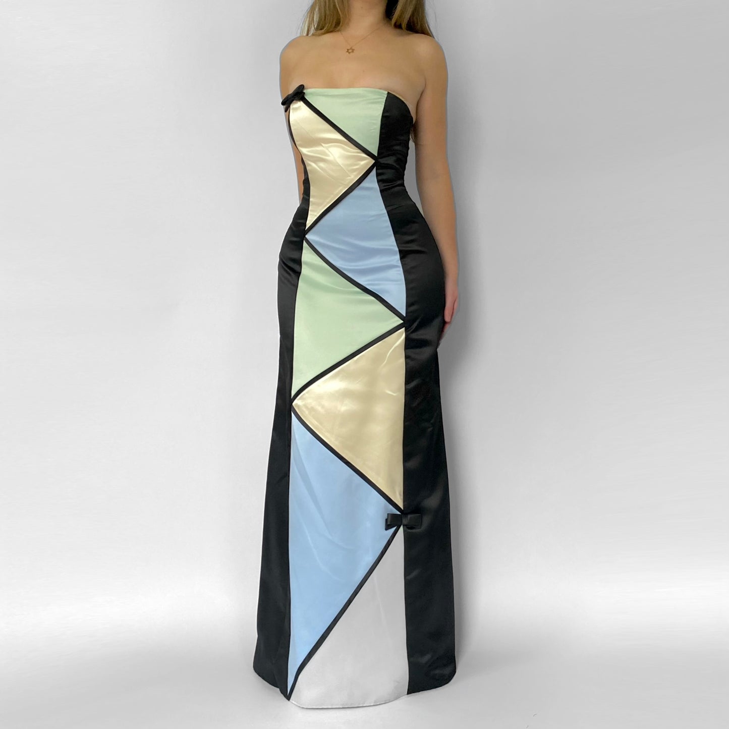 90’s Color Block Corset Gown