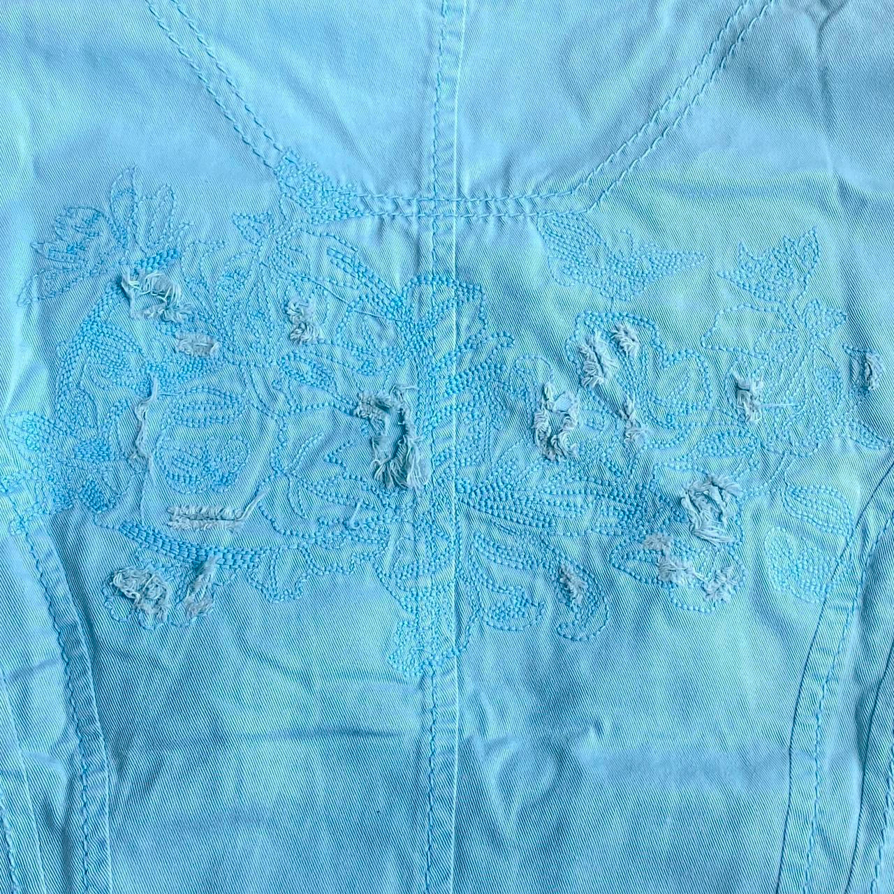 00s Denim Embroidered Blazer