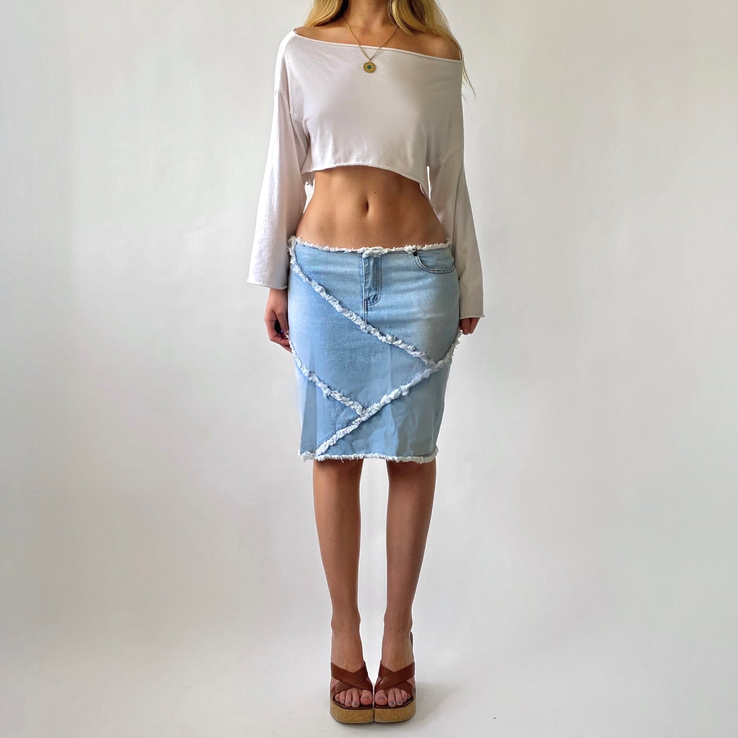 90's Patchwork Denim Skirt