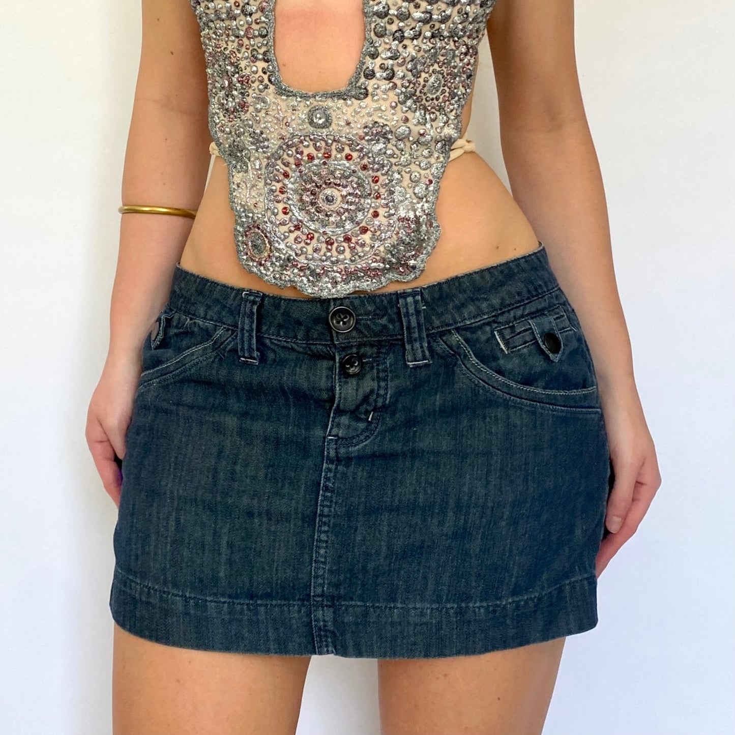 00s Dark Wash Denim Mini Skirt