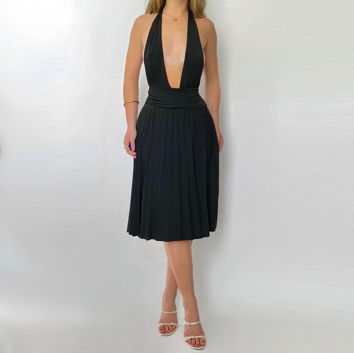 00s Plunging Halter Dress