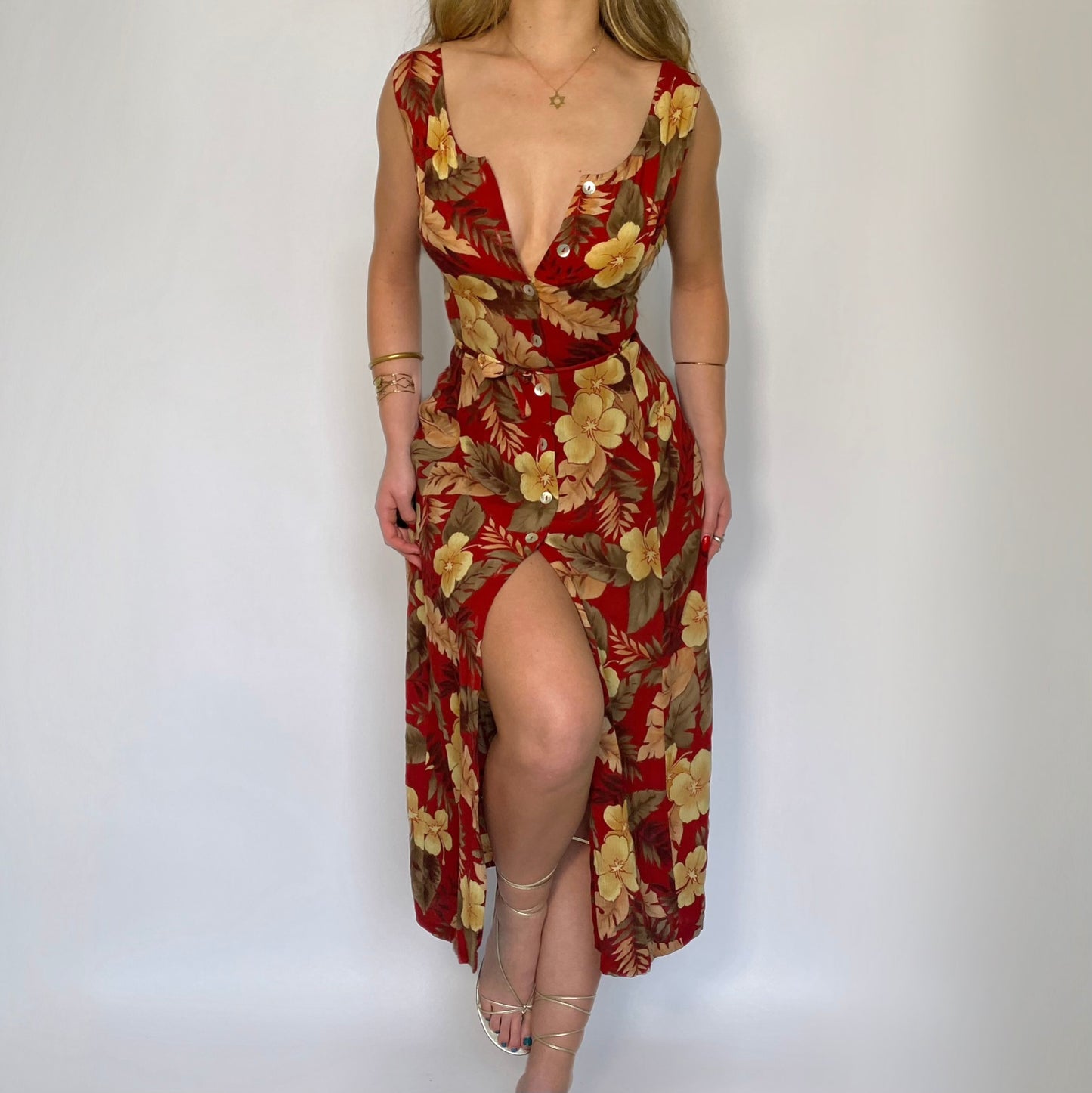 90’s Floral Button-Up Sundress