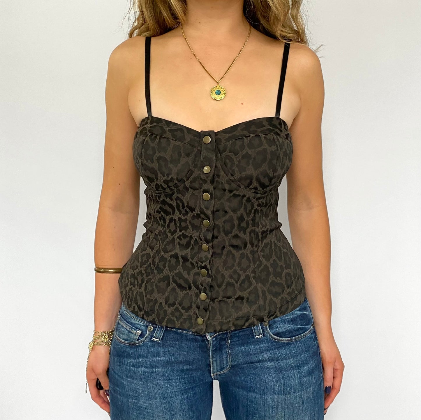 00s Leopard Button-up Bustier