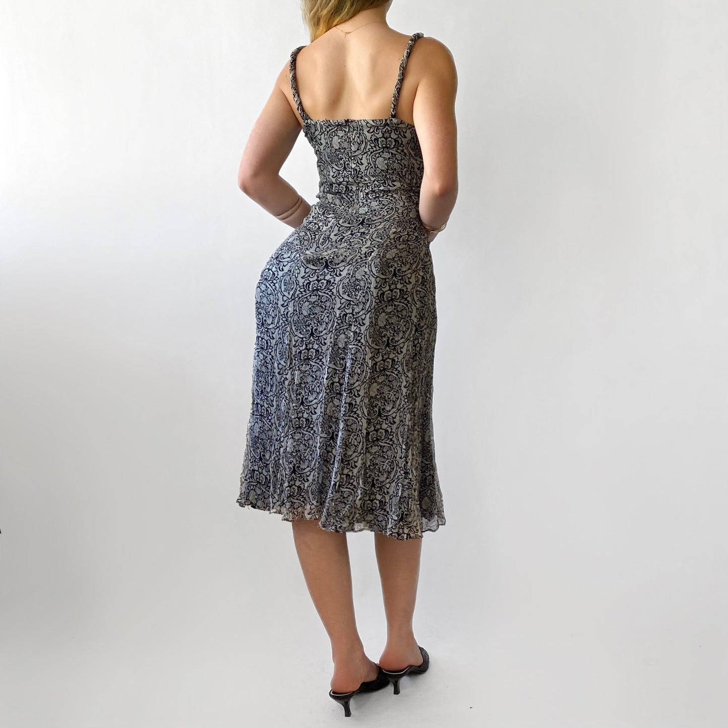 90’s Floral Silk Midi Dress