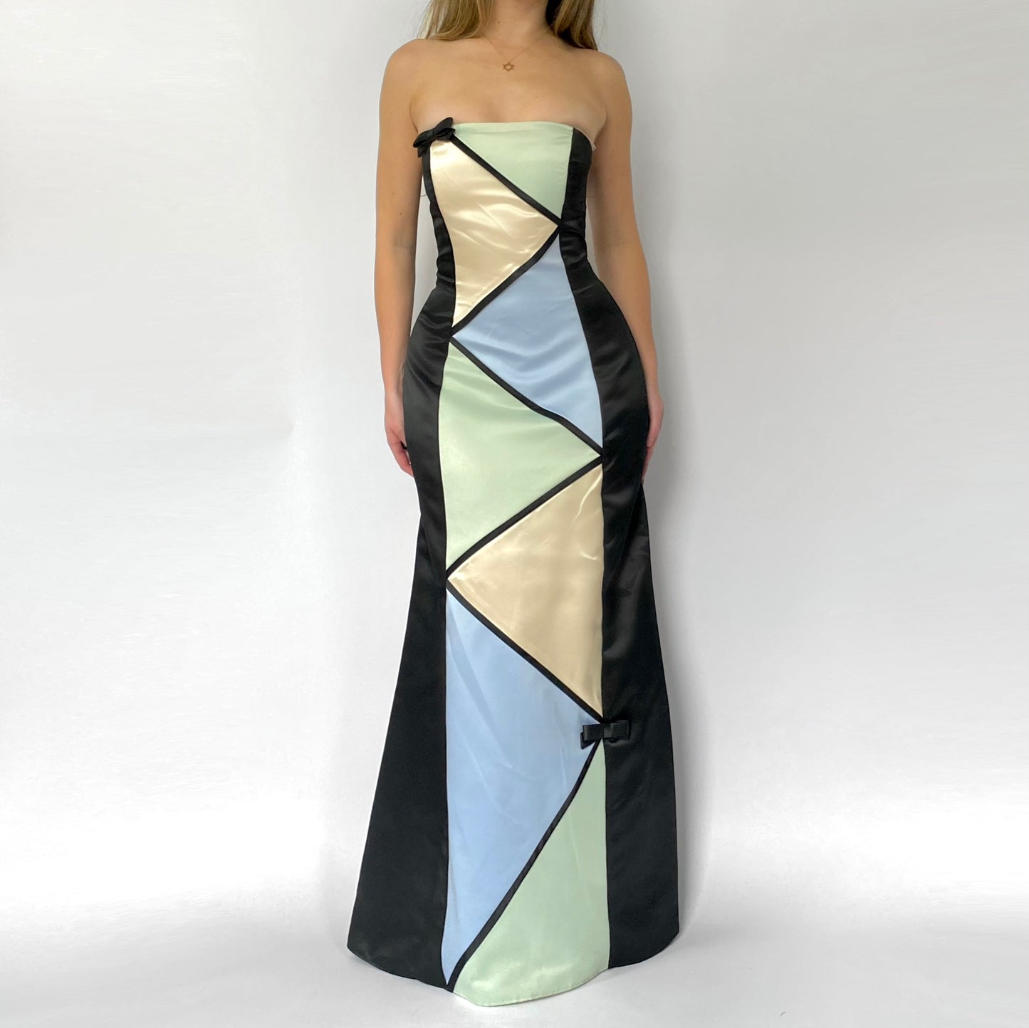 90’s Color Block Corset Gown