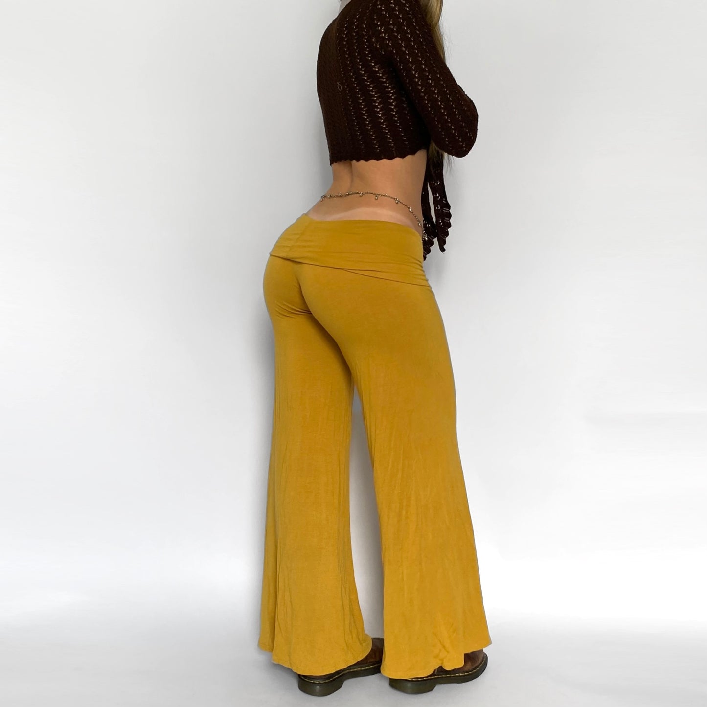 00s Mustard Fold Over Flares