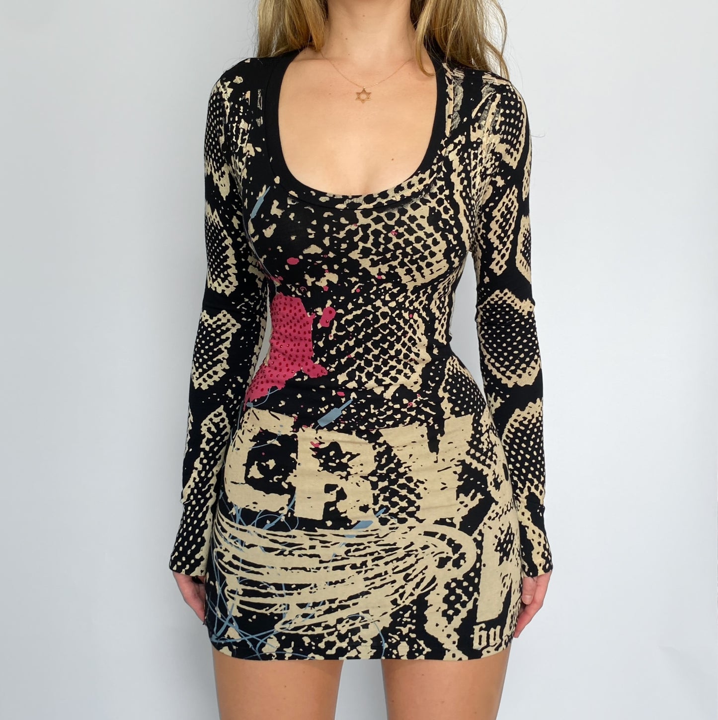 00s Christian Audigier Snake Locket Dress