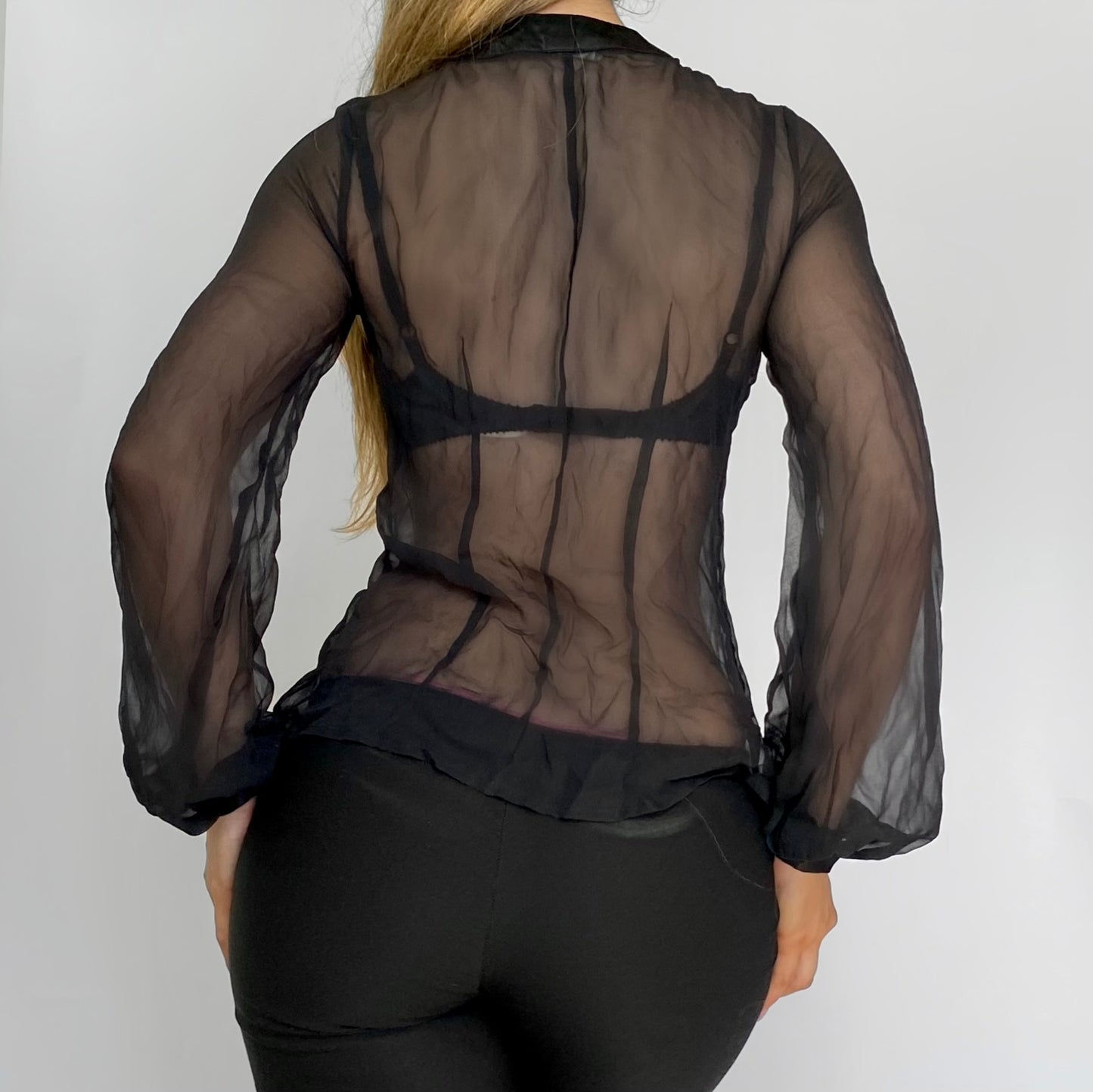 00s Silk Chiffon Tie Blouse