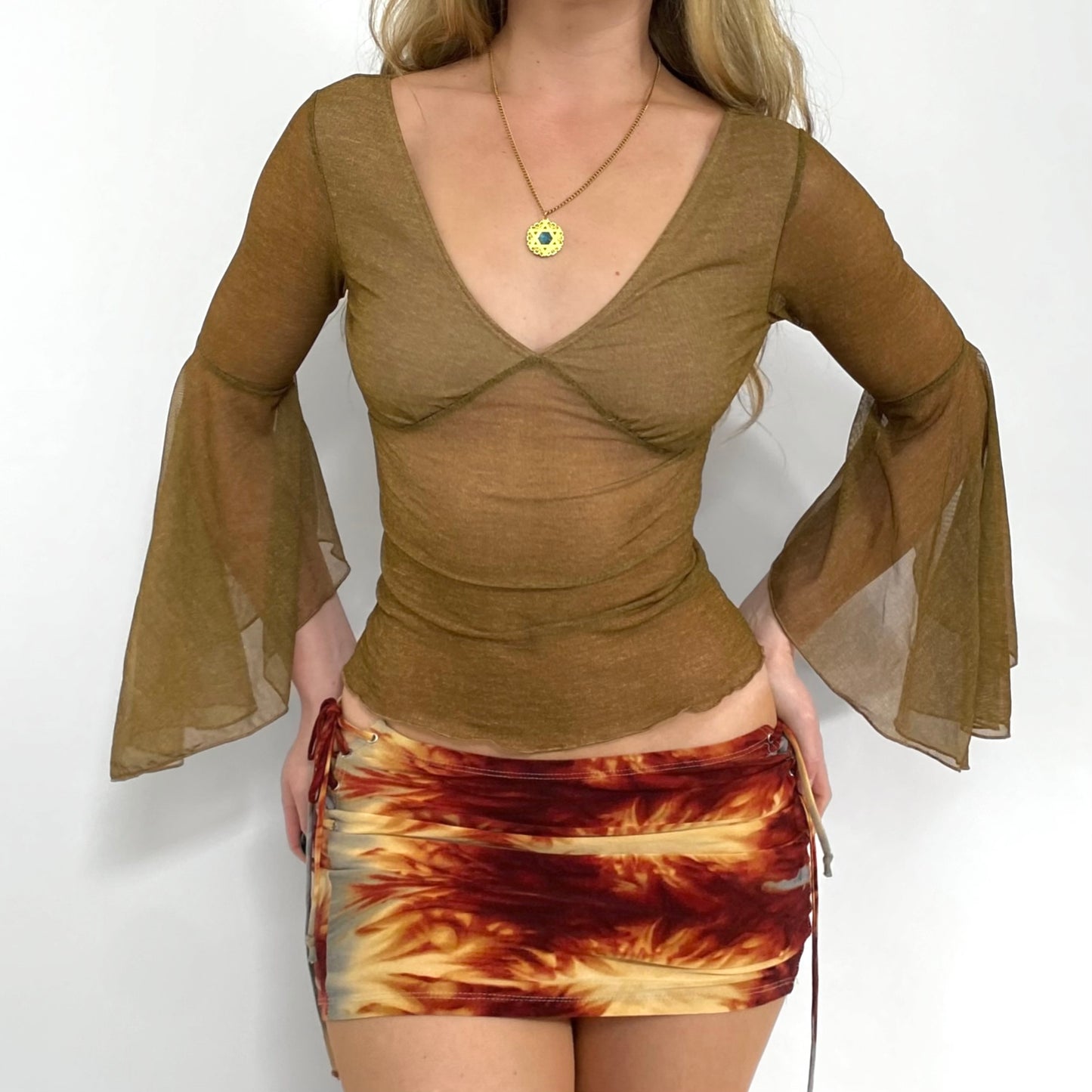 00s Bronze Bell Sleeve Top