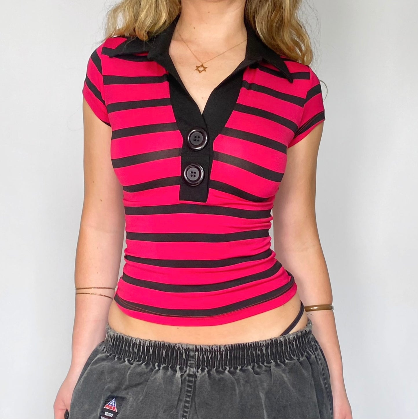 00s Striped Polo Tee