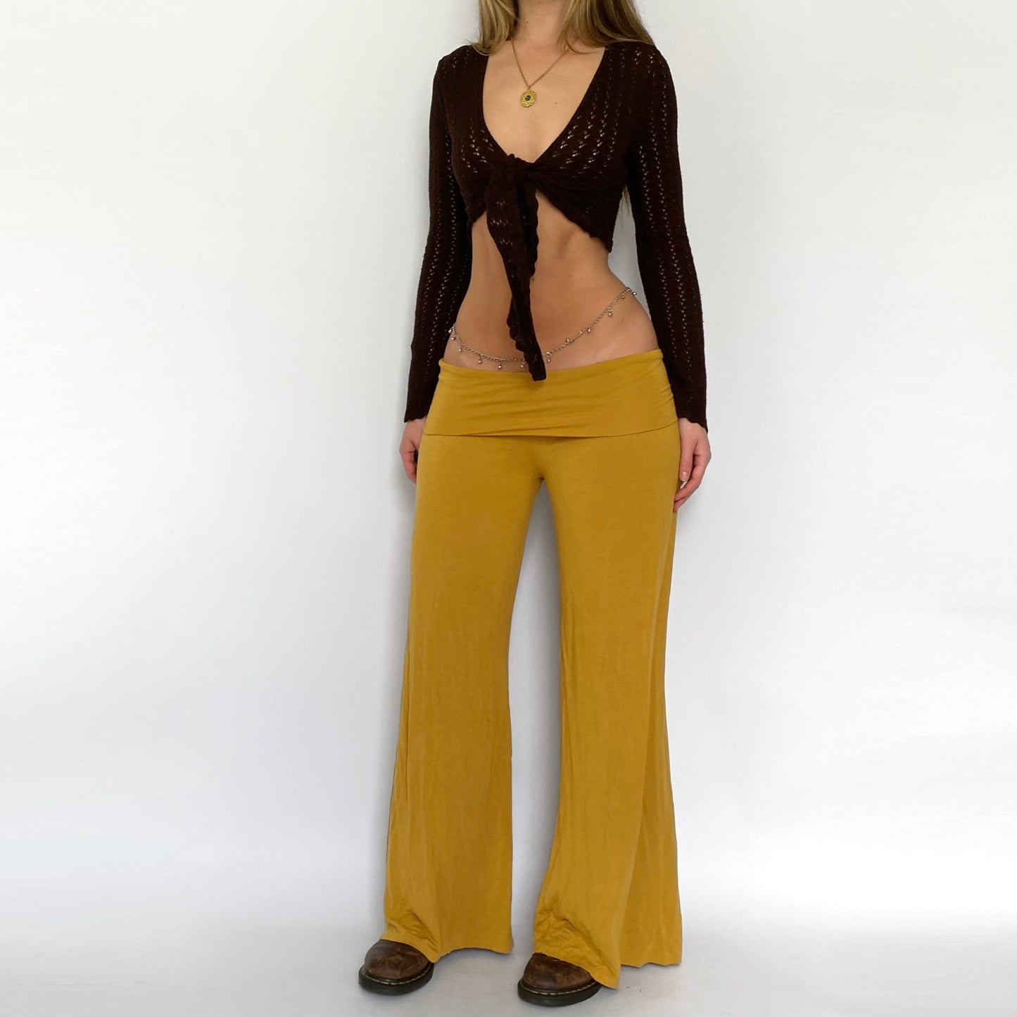 00s Mustard Fold Over Flares