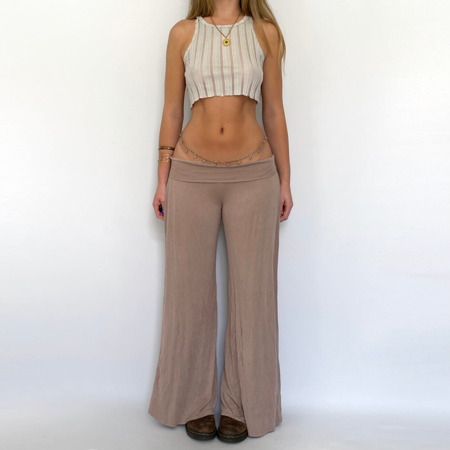 00s Taupe Fold Over Flares