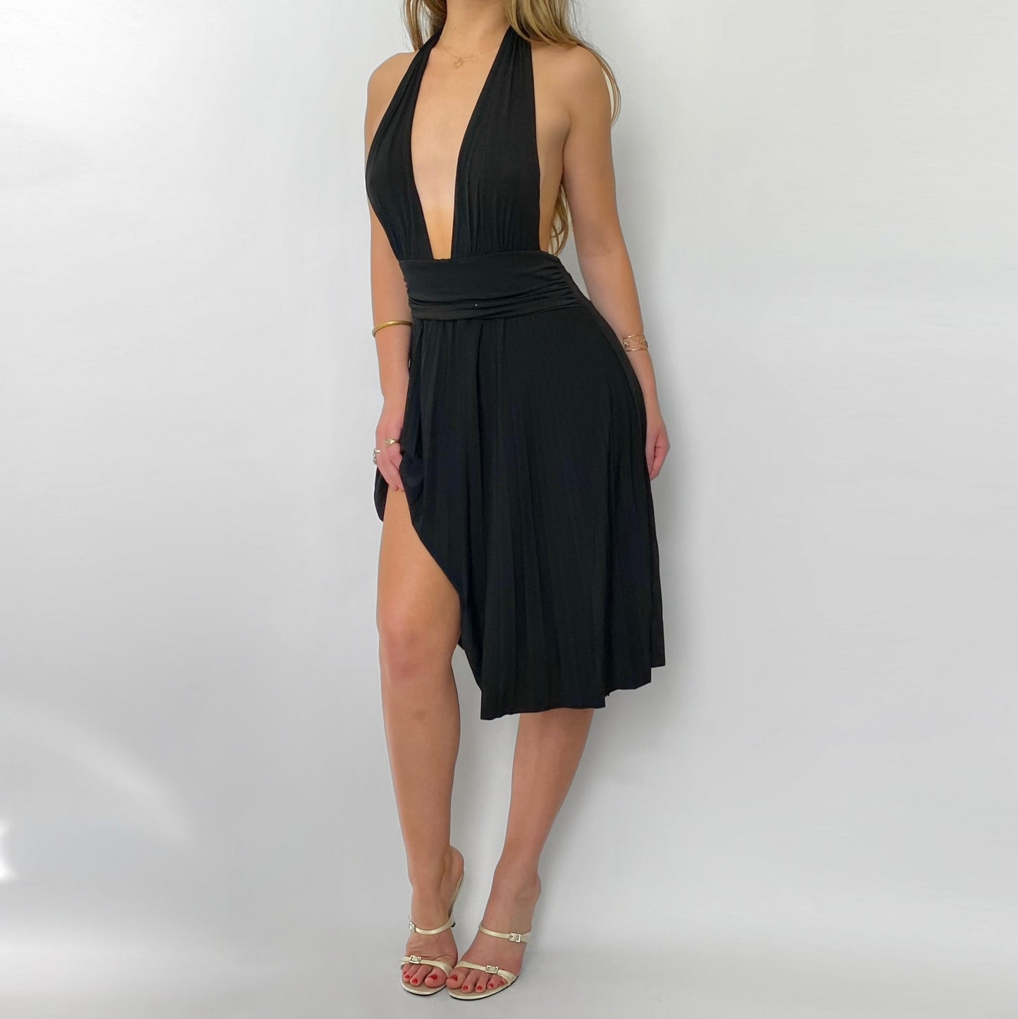 00s Plunging Halter Dress