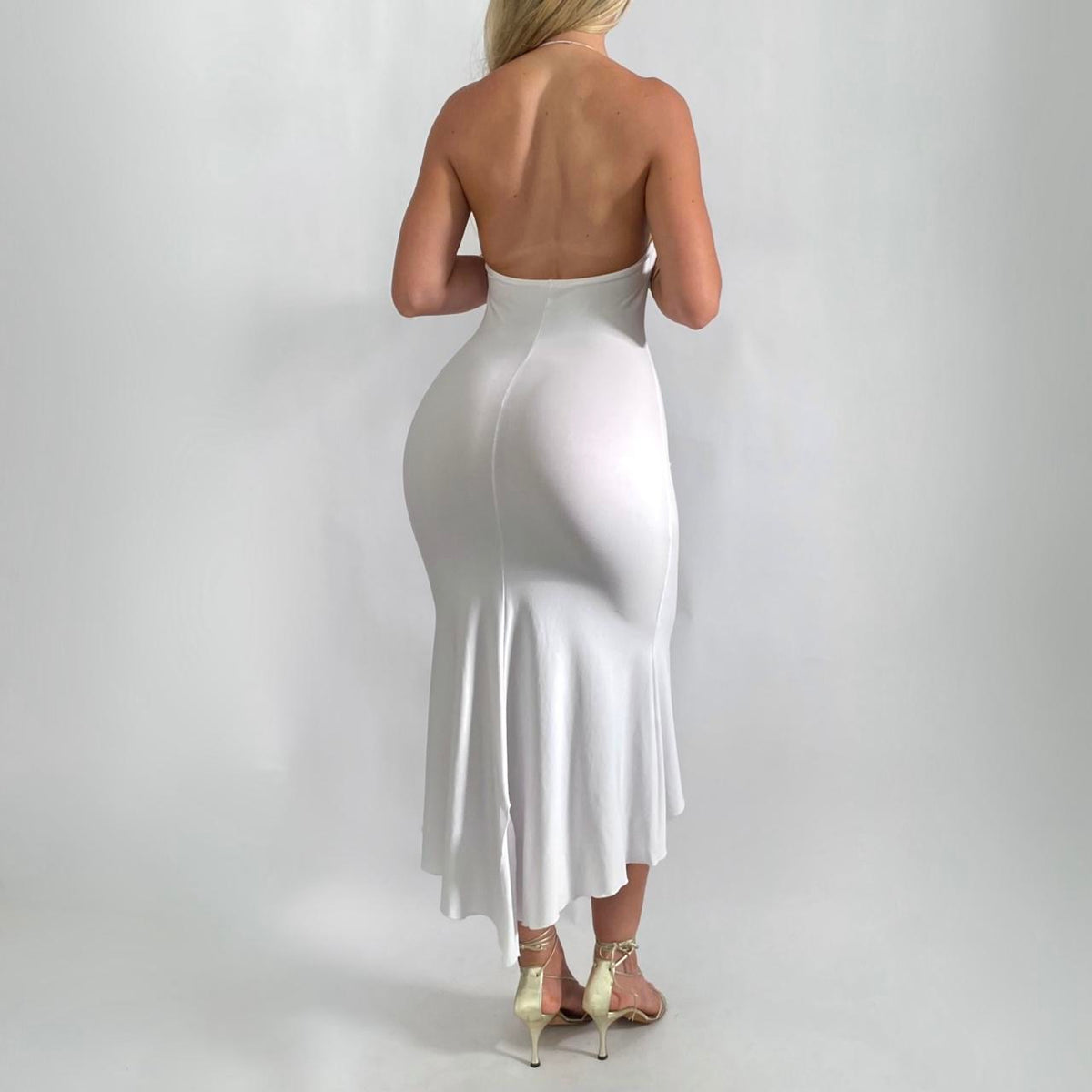 00s White Halter Midi