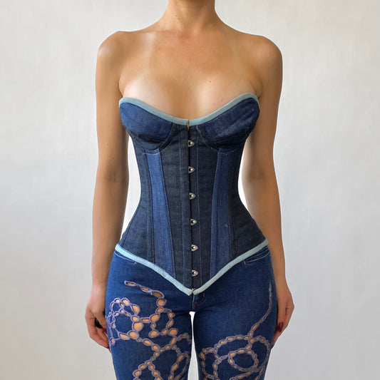 Two Tone Denim Corset