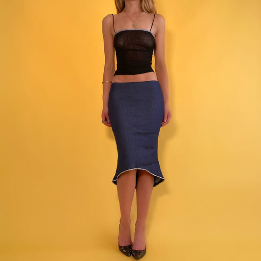 90’s Denim Pencil Gem Skirt - Small