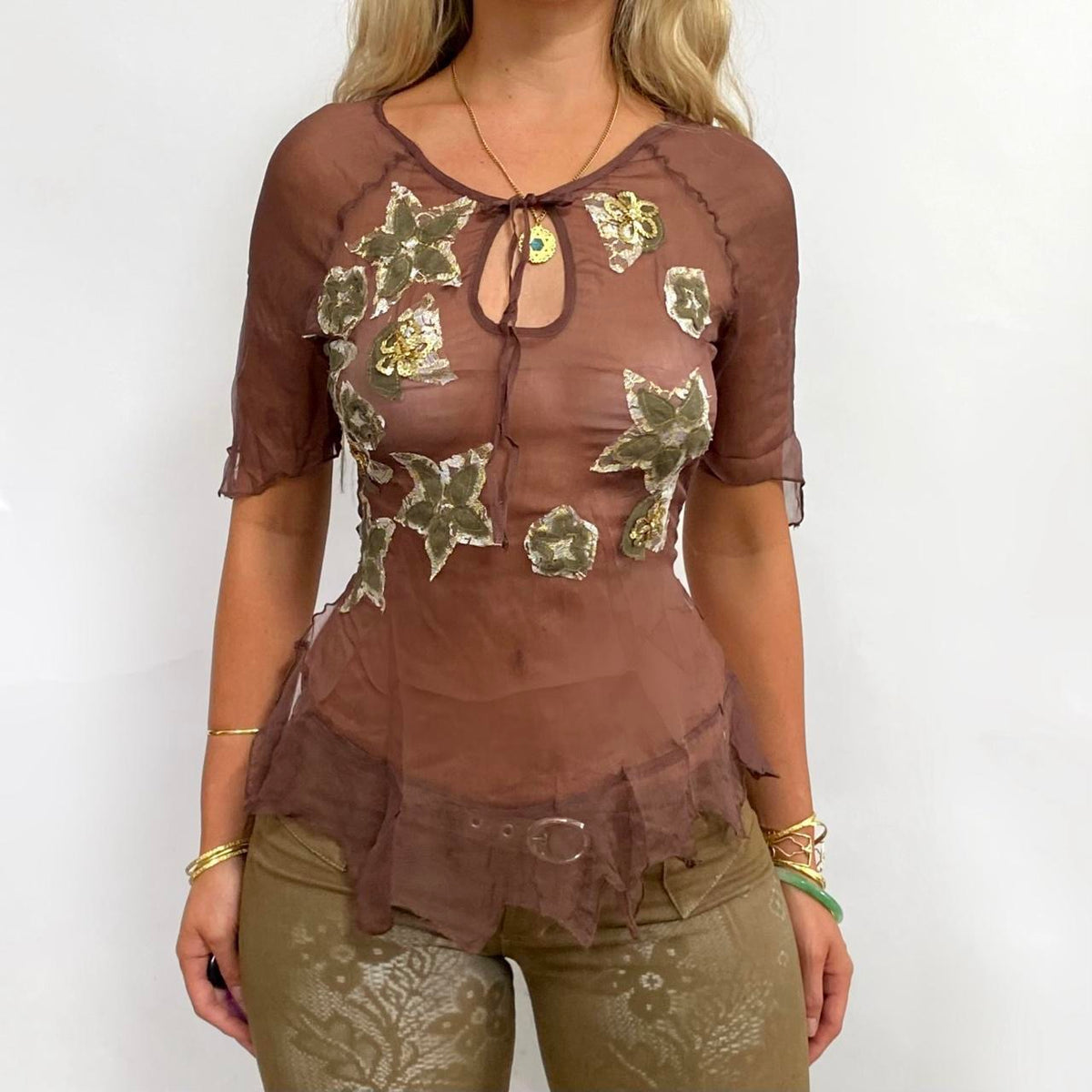 00s Silk Patchwork Blouse