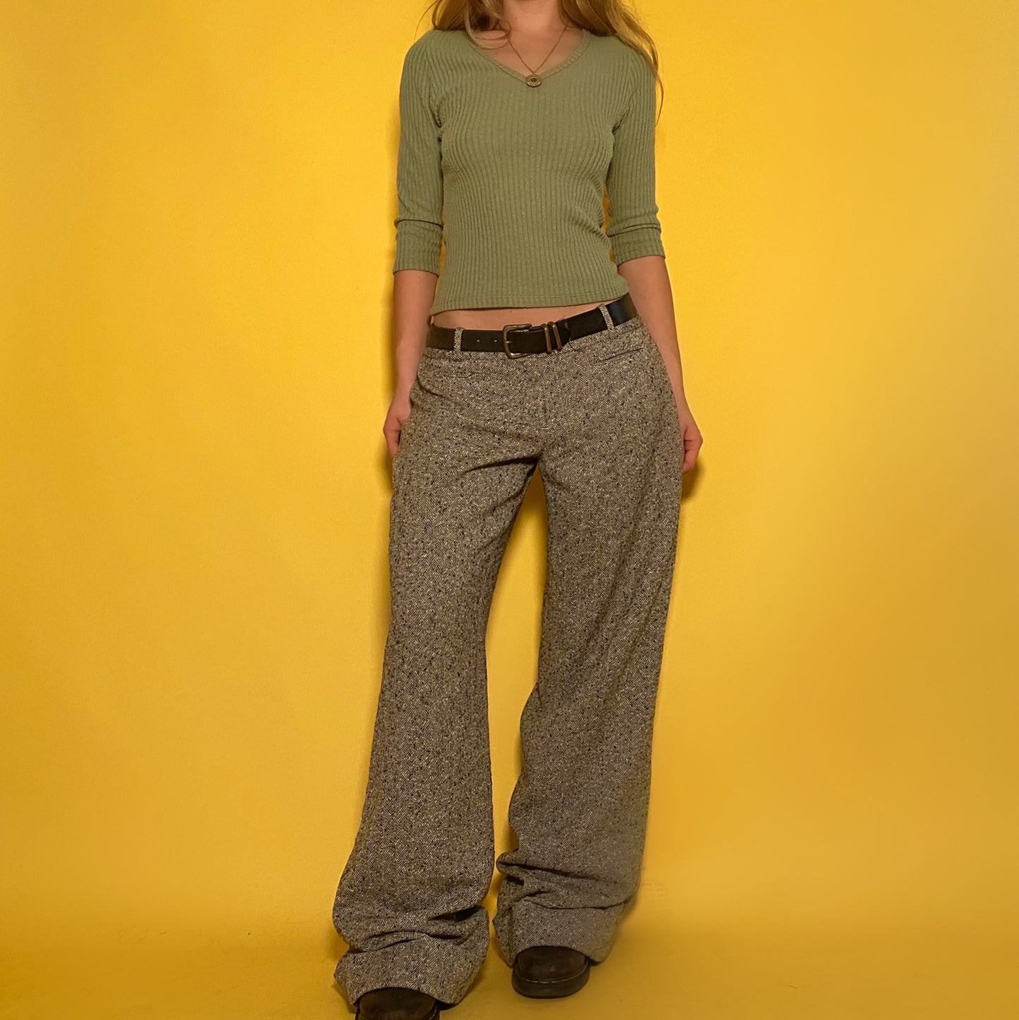 2000’s tweed mid rise trousers - small