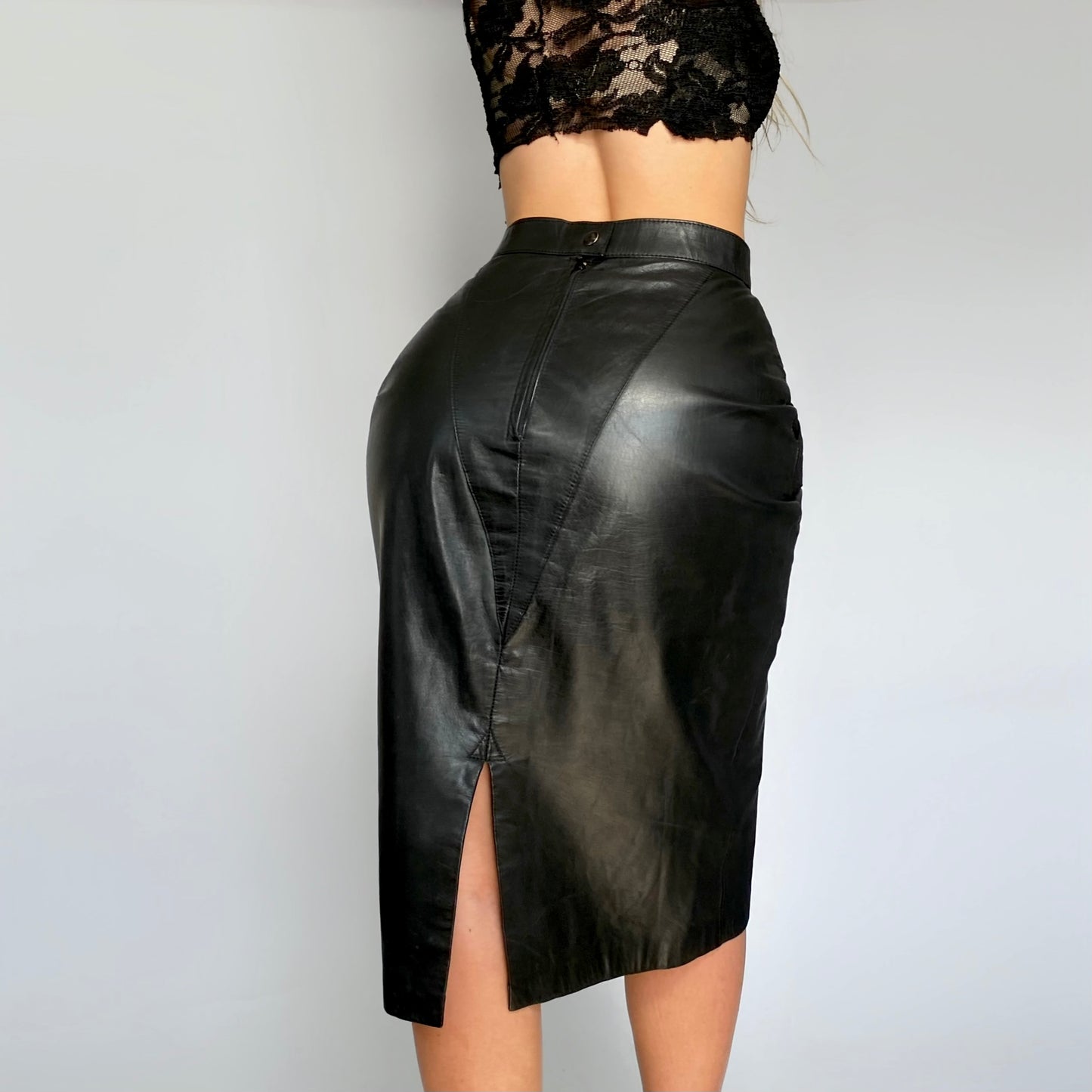 80’s Leather Pencil Skirt