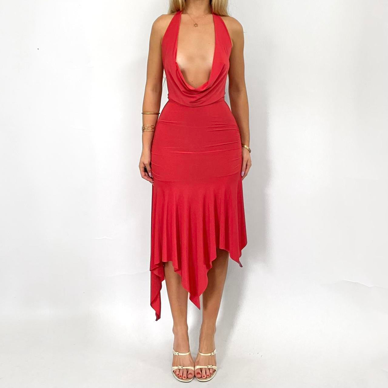 00s Handkerchief Plunge Dress