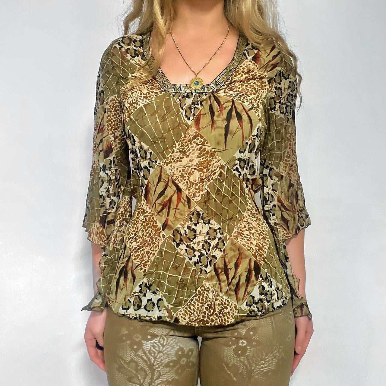 Early 2000s animal print blouse
