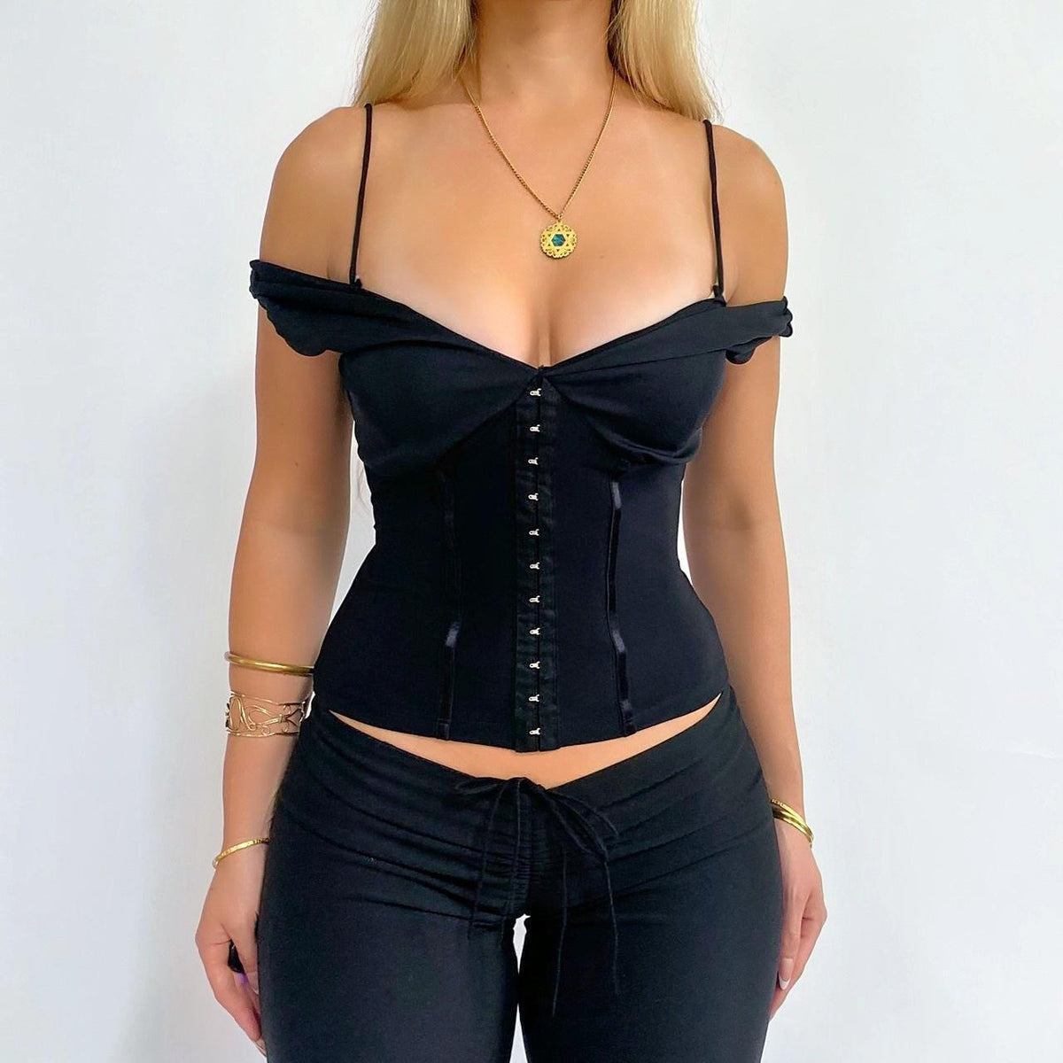 00s Bardot Hook & Eyelet Top