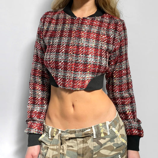 00s Plaid Cropped Jacket