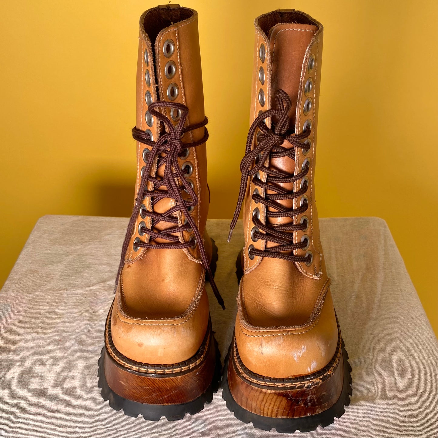 Vintage London Underground Lace Up Platform Boots