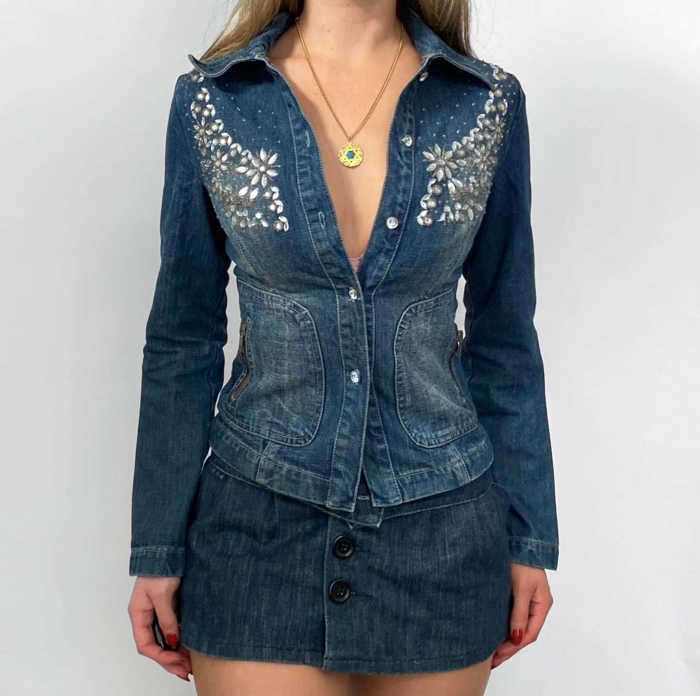 00s Beaded Denim Jacket