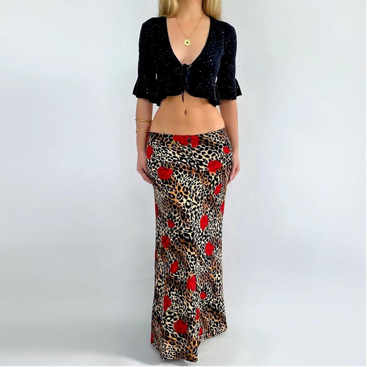 90’s Leopard Rose Maxi Skirt