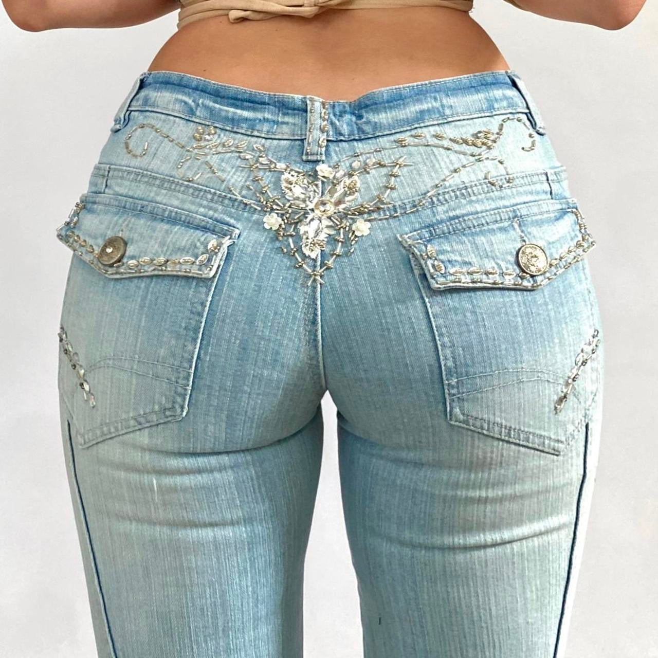 00s Beaded Vine Capri Jeans