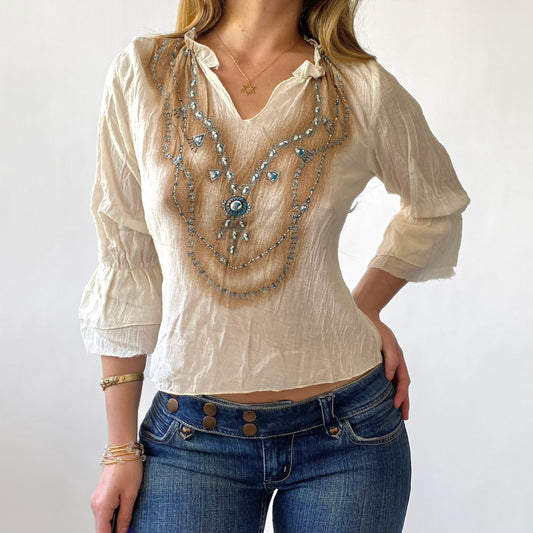 00s Linen Jewel Blouse