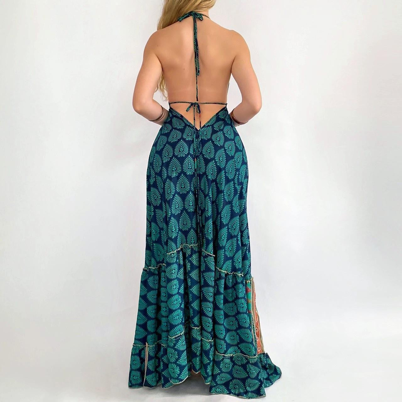 Silk Backless Maxi Dress