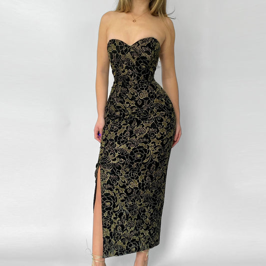90’s Gold Floral Cocktail Dress