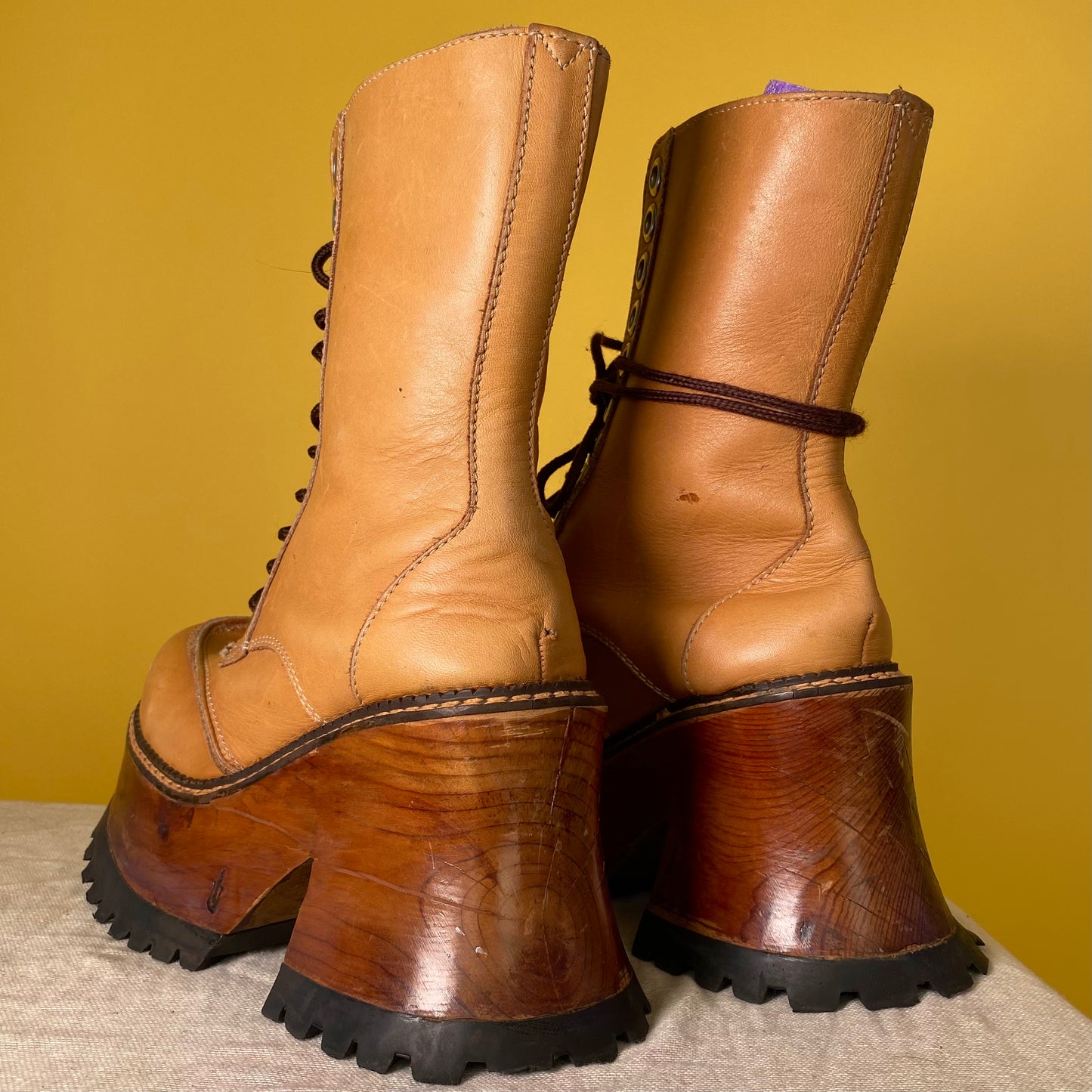 Vintage London Underground Lace Up Platform Boots