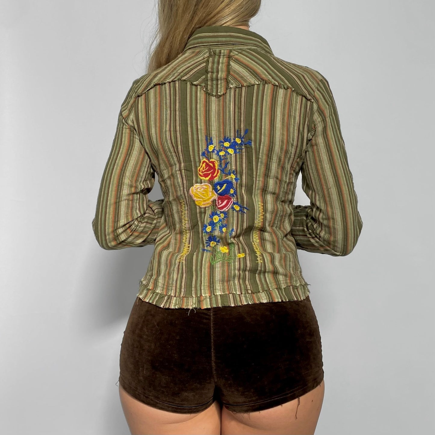 00s Green Striped Button-up