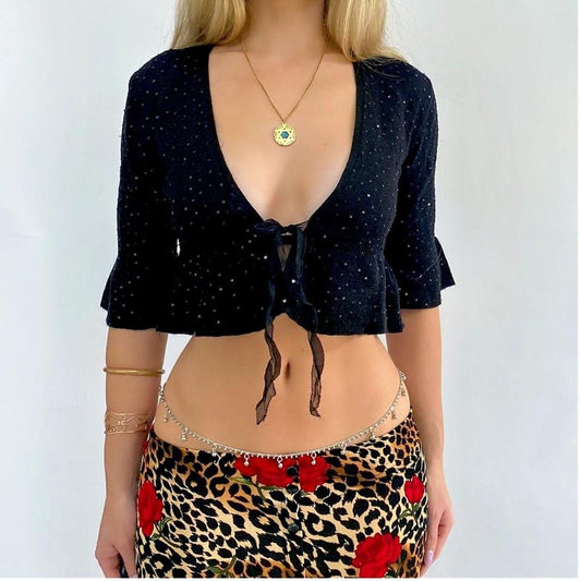00s Embellished Tie Sweater