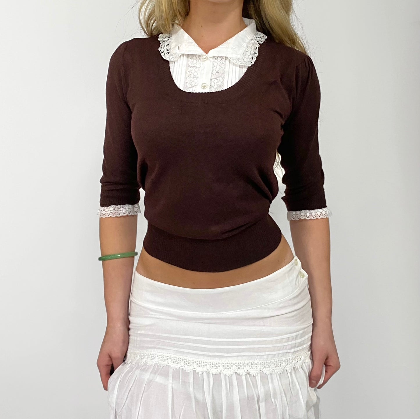 00s Brown Layered Knit