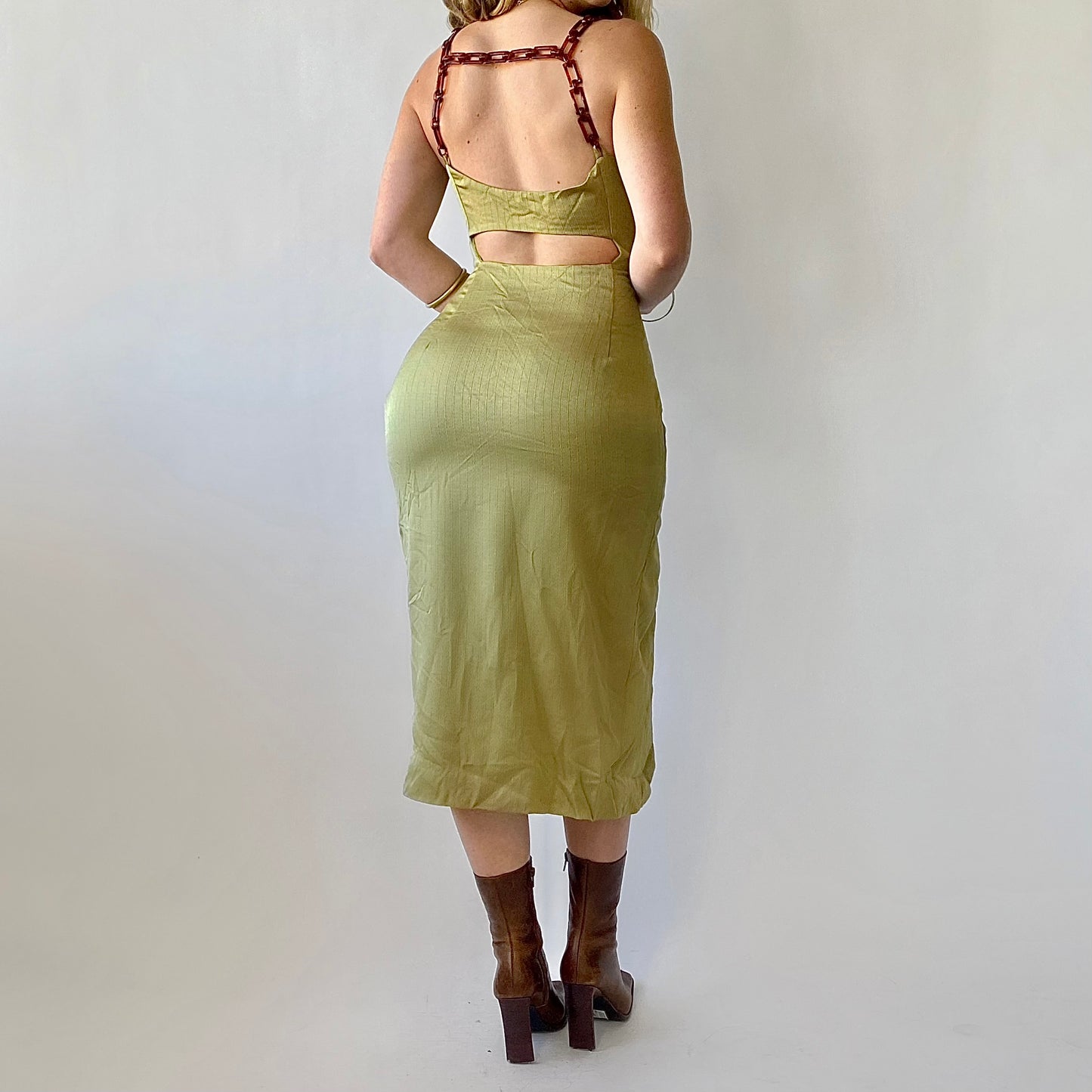 90’s Olive Chain Strap Dress