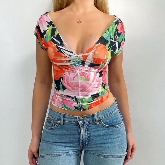 00s Floral Graphic Top