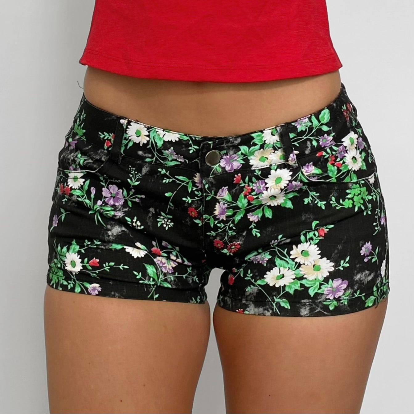 00s Floral Micro Shorts