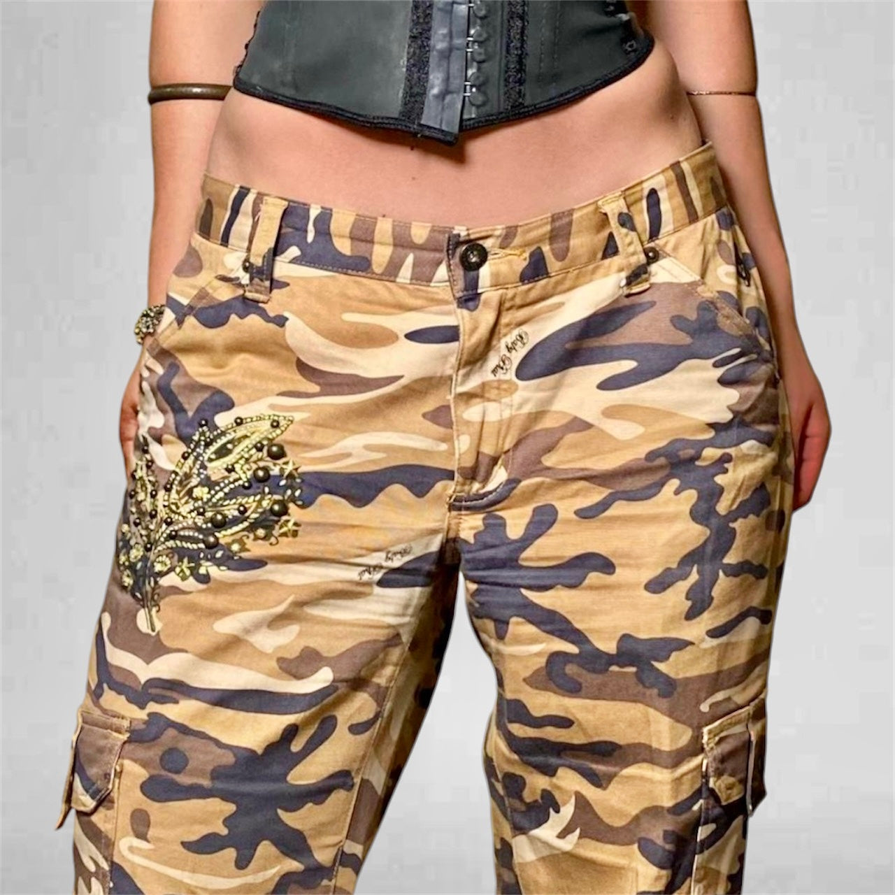 Y2k Baby Phat Camo Cargos