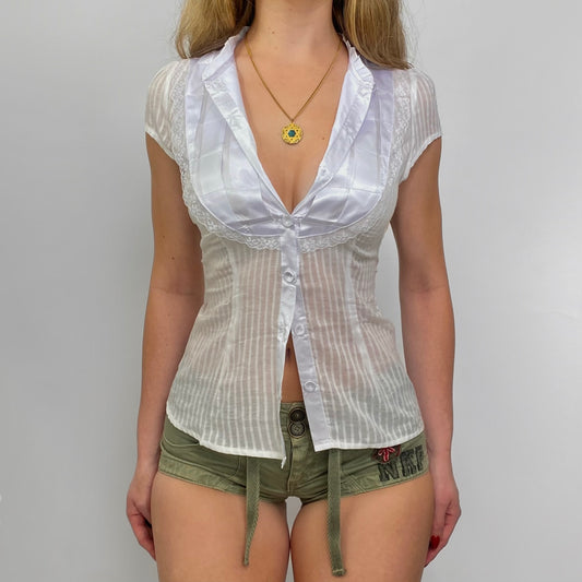 00s Cotton Stripe Button-up Blouse