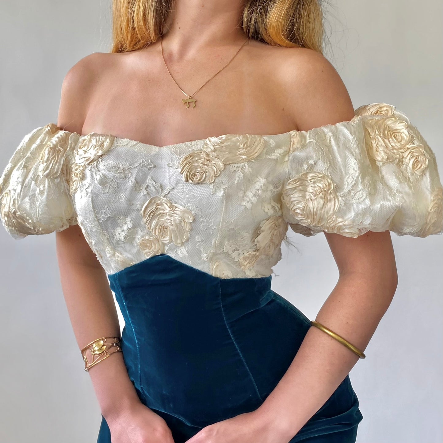 80’s Velvet Puff Sleeve Mini