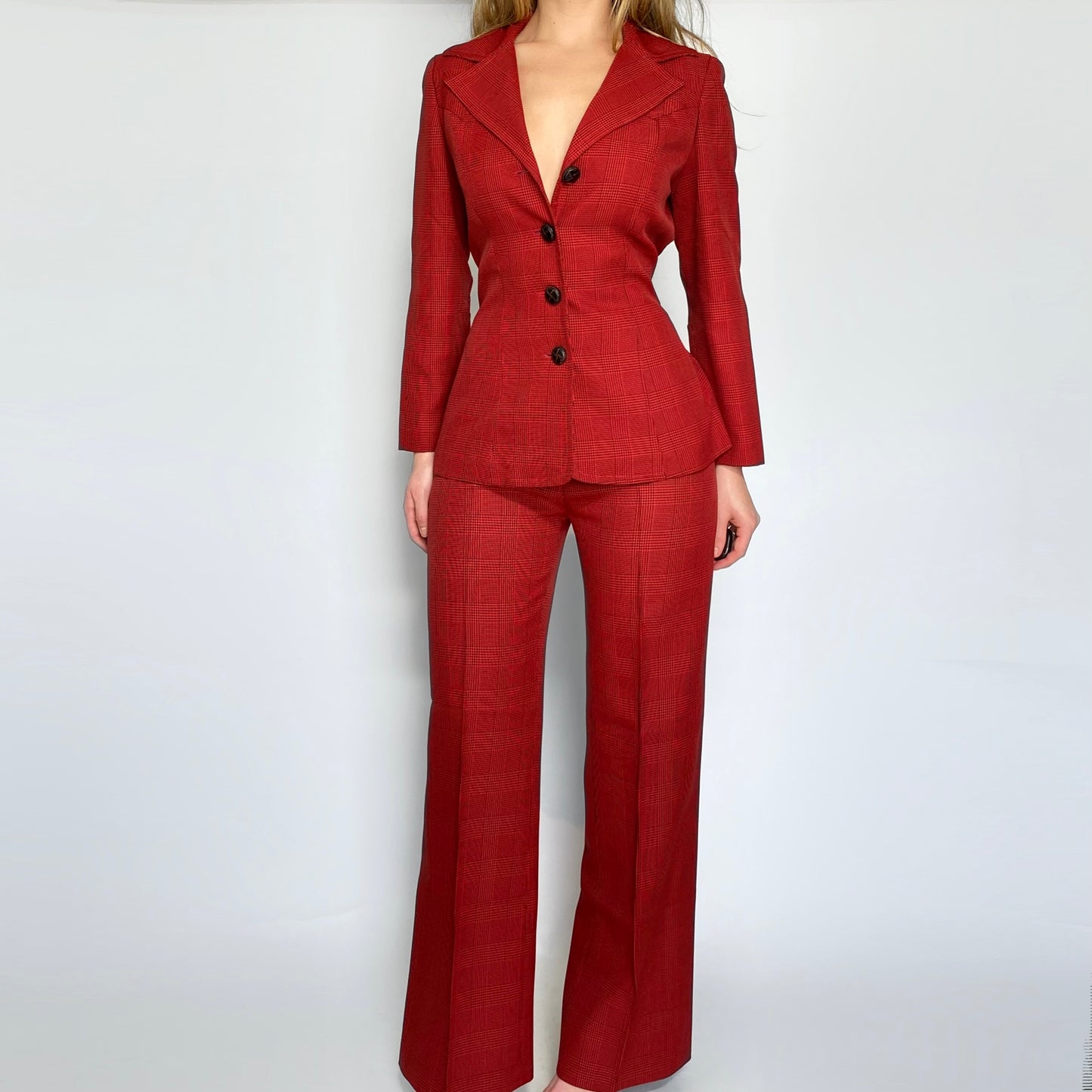 70’s Red & Black Plaid Suit
